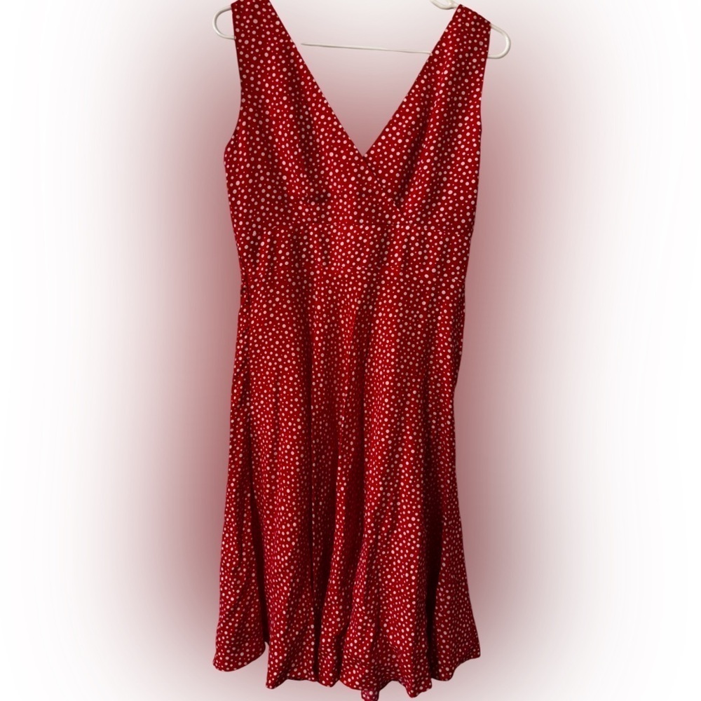 Sheri Martin Dress, Red and White Polka Dot, V Neck Dress, Size 8, EUC - Picture 3 of 4